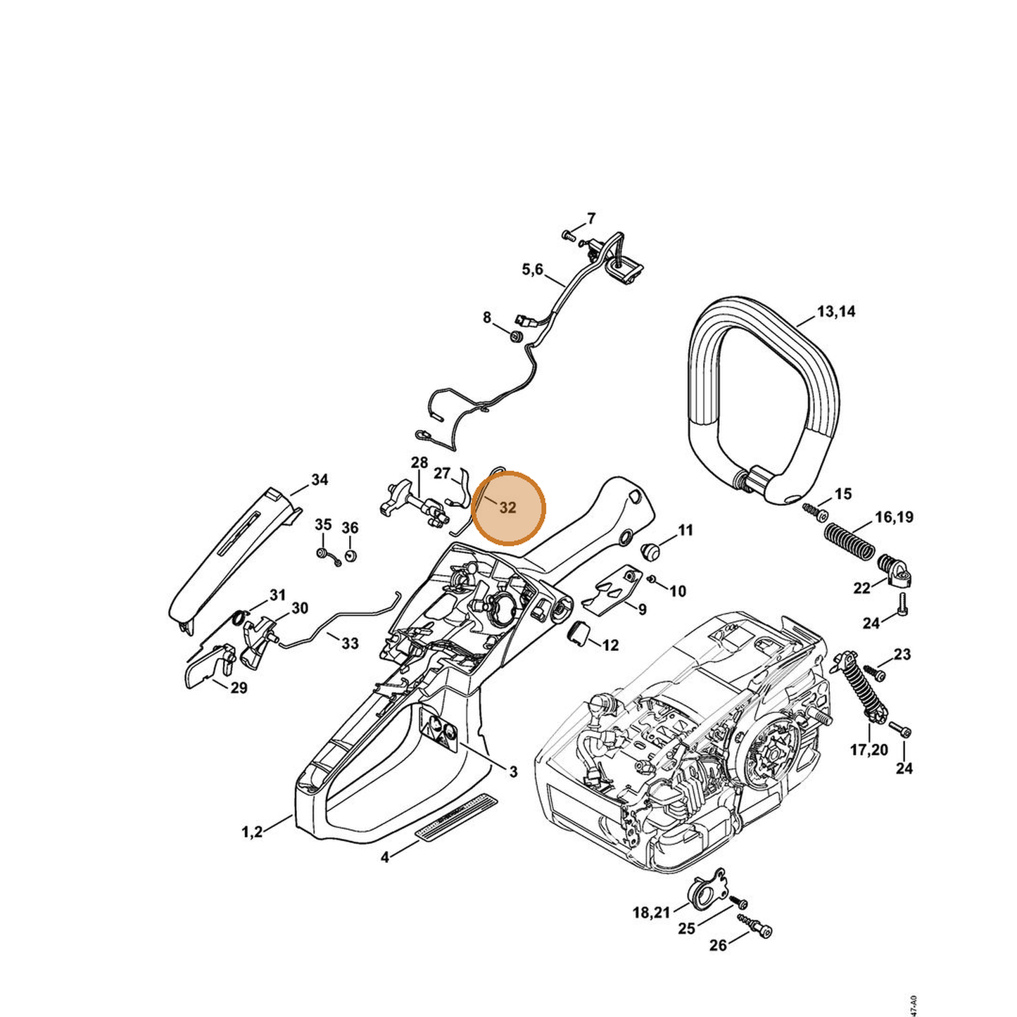 STIHL part 1145-185-1905 — IPL diagram snippet (6x zoom, amber highlight)