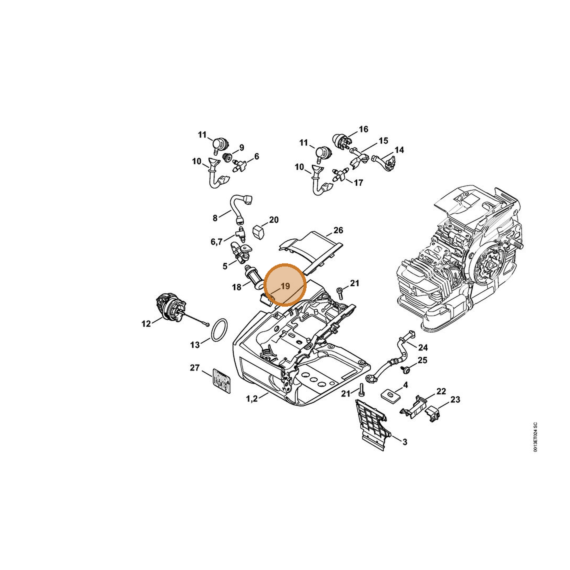 STIHL part 1145-352-5501 — IPL diagram snippet (6x zoom, amber highlight)