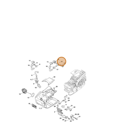 STIHL part 1145-358-7708 — IPL diagram snippet (6x zoom, amber highlight)