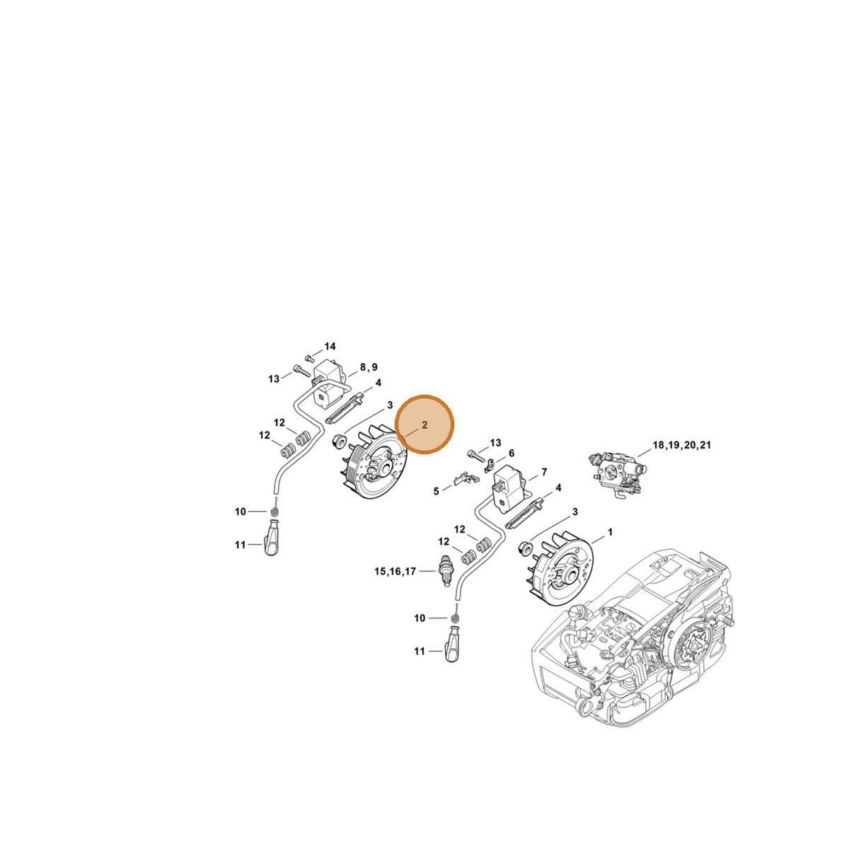 STIHL part 1145-400-1201 — IPL diagram snippet (6x zoom, amber highlight)