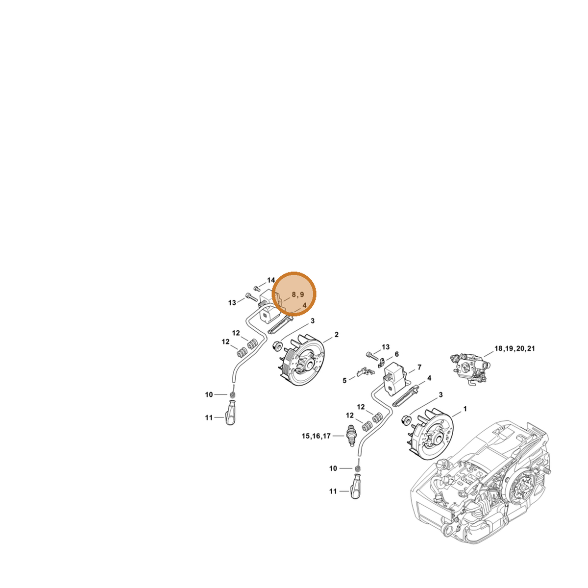 STIHL part 1145-400-4713 — IPL diagram snippet (6x zoom, amber highlight)