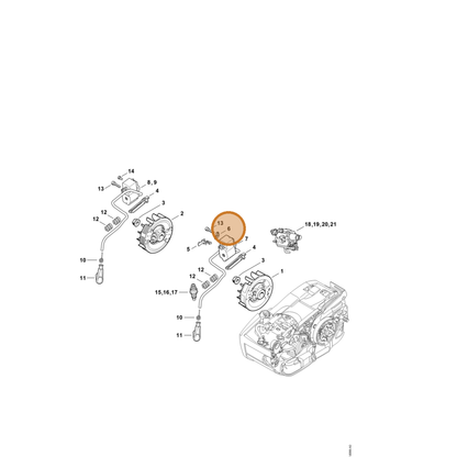 STIHL part 1145-431-2100 — IPL diagram snippet (6x zoom, amber highlight)