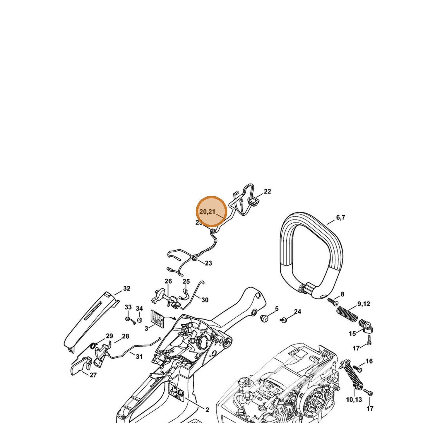 STIHL part 1145-440-3001 — IPL diagram snippet (6x zoom, amber highlight)