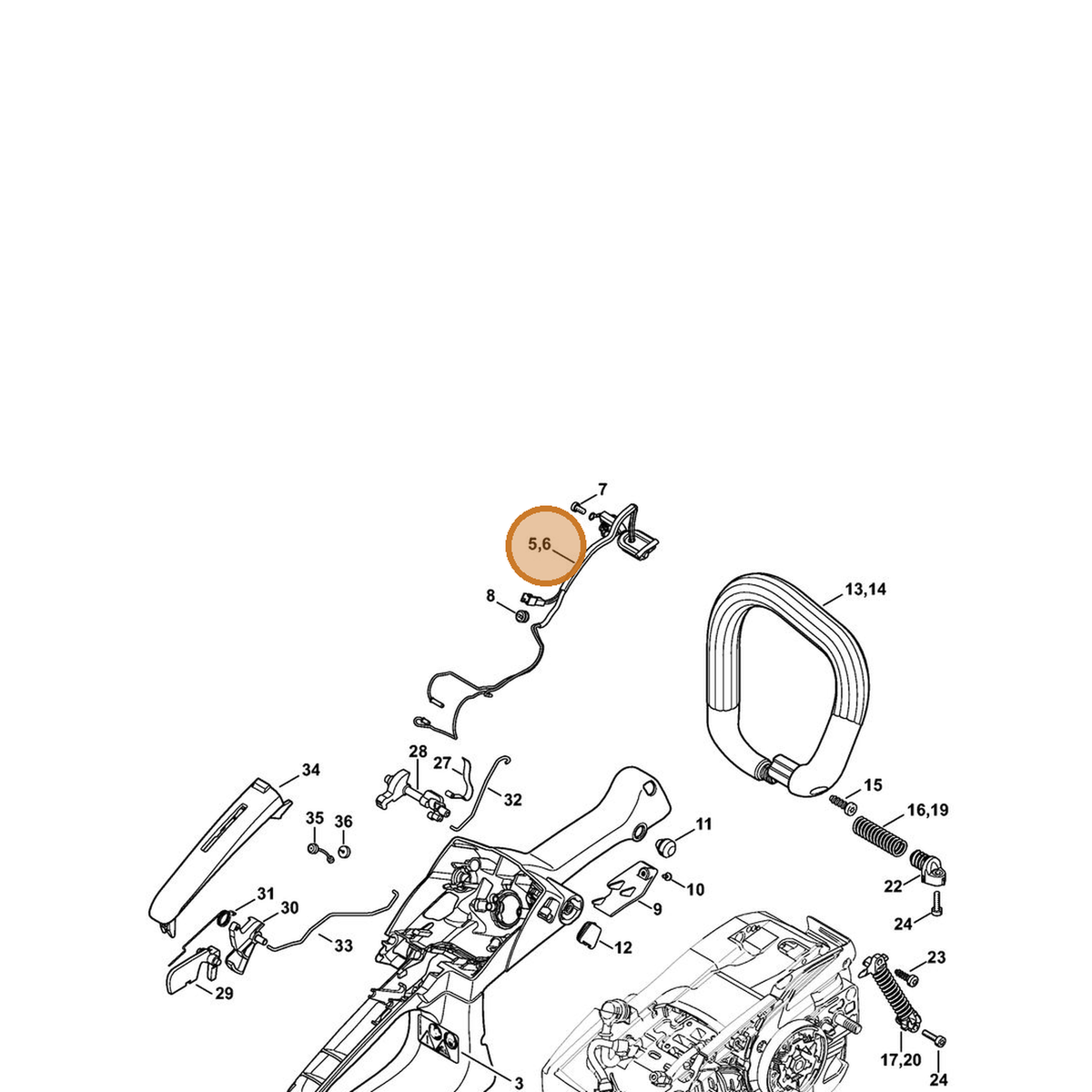 STIHL part 1145-440-3003 — IPL diagram snippet (6x zoom, amber highlight)