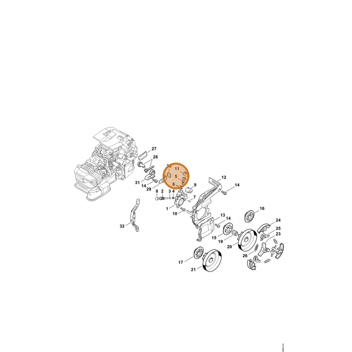 STIHL part 1145-647-4800 — IPL diagram snippet (6x zoom, amber highlight)