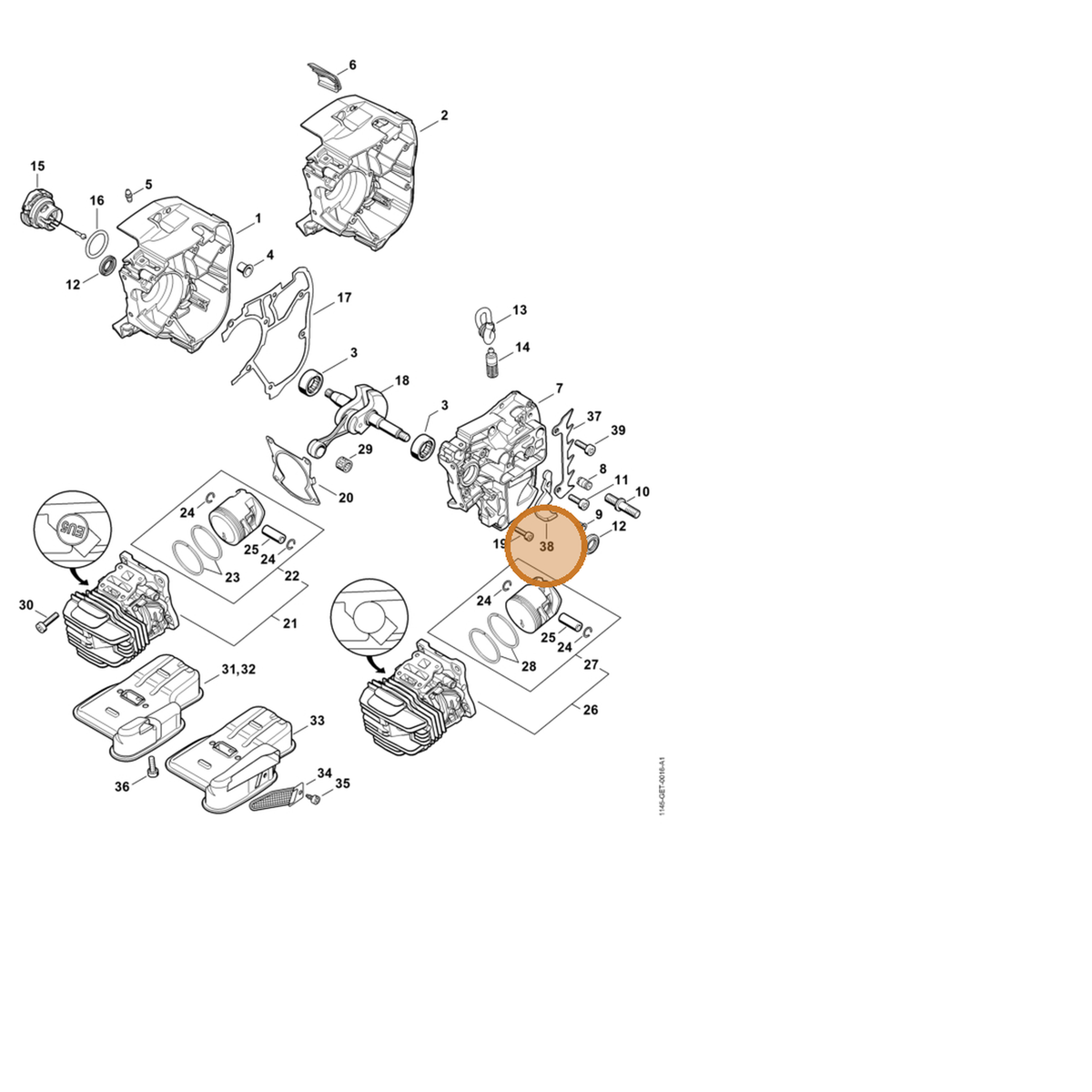 STIHL part 1145-656-7700 — IPL diagram snippet (6x zoom, amber highlight)