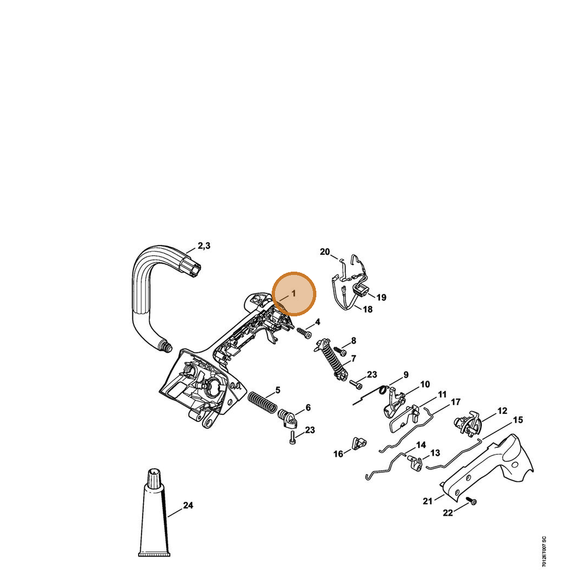 STIHL part 1145-790-1014 — IPL diagram snippet (6x zoom, amber highlight)