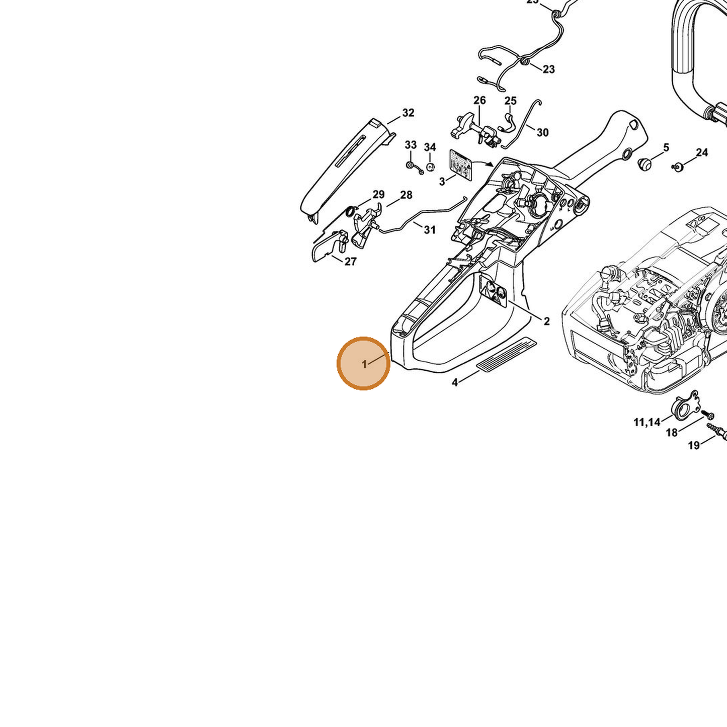 STIHL part 1145-790-1050 — IPL diagram snippet (6x zoom, amber highlight)