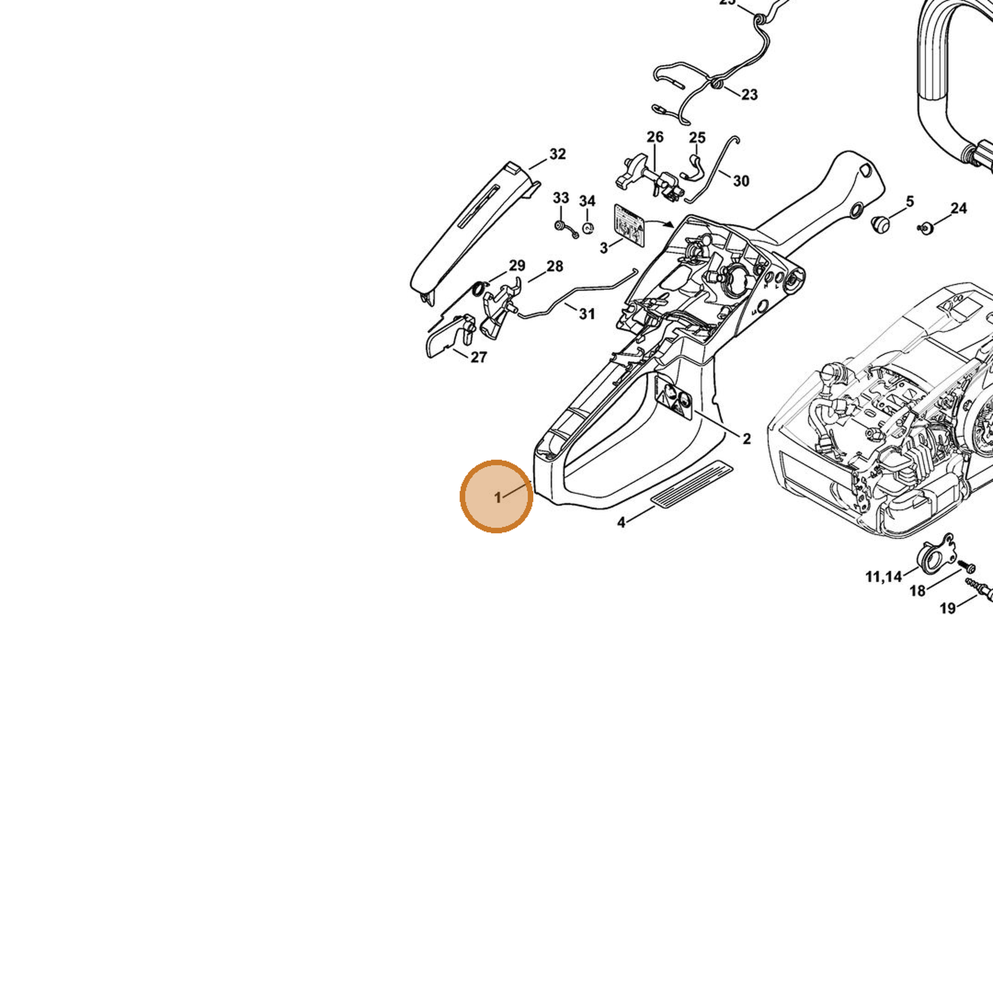 STIHL part 1145-790-1050 — IPL diagram snippet (6x zoom, amber highlight)