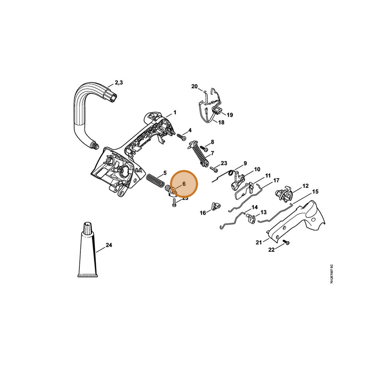 STIHL part 1145-790-3800 — IPL diagram snippet (6x zoom, amber highlight)
