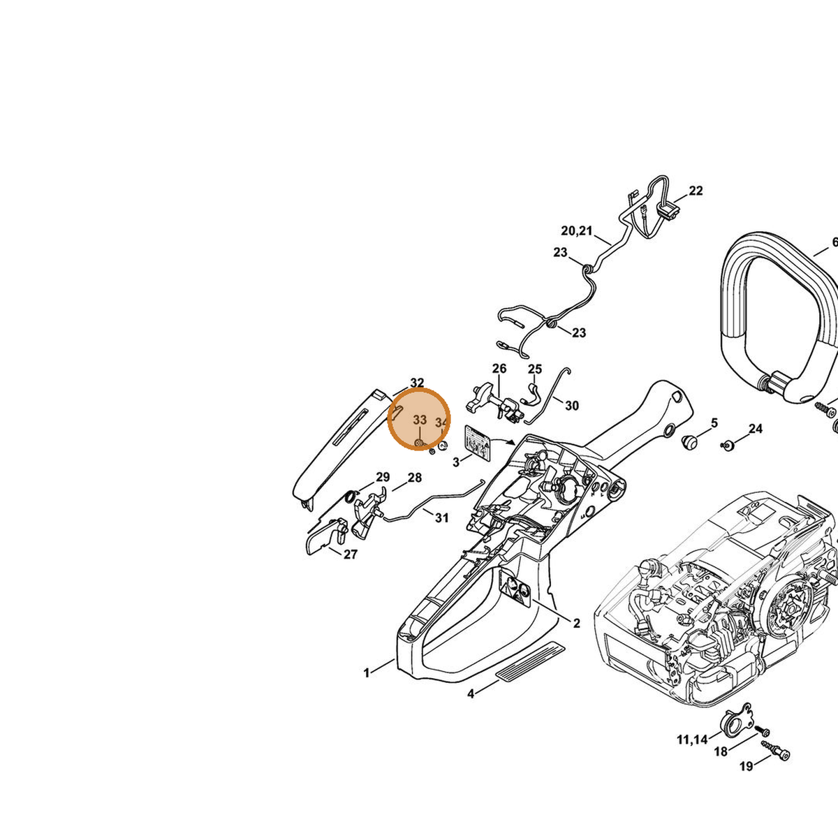 STIHL part 1145-790-8101 — IPL diagram snippet (6x zoom, amber highlight)
