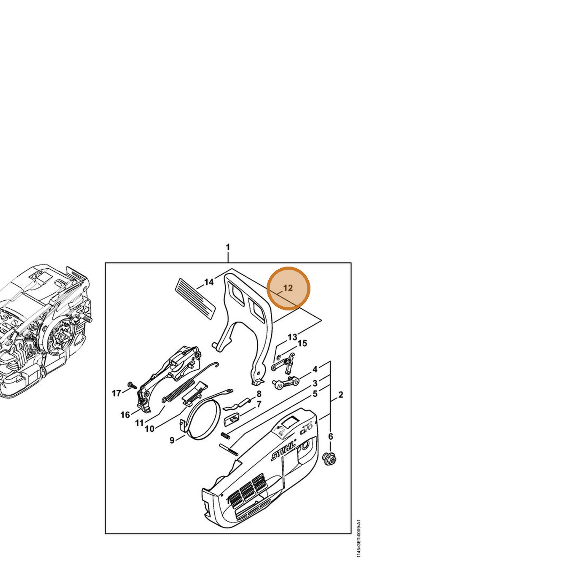 STIHL part 1145-790-9103 — IPL diagram snippet (6x zoom, amber highlight)