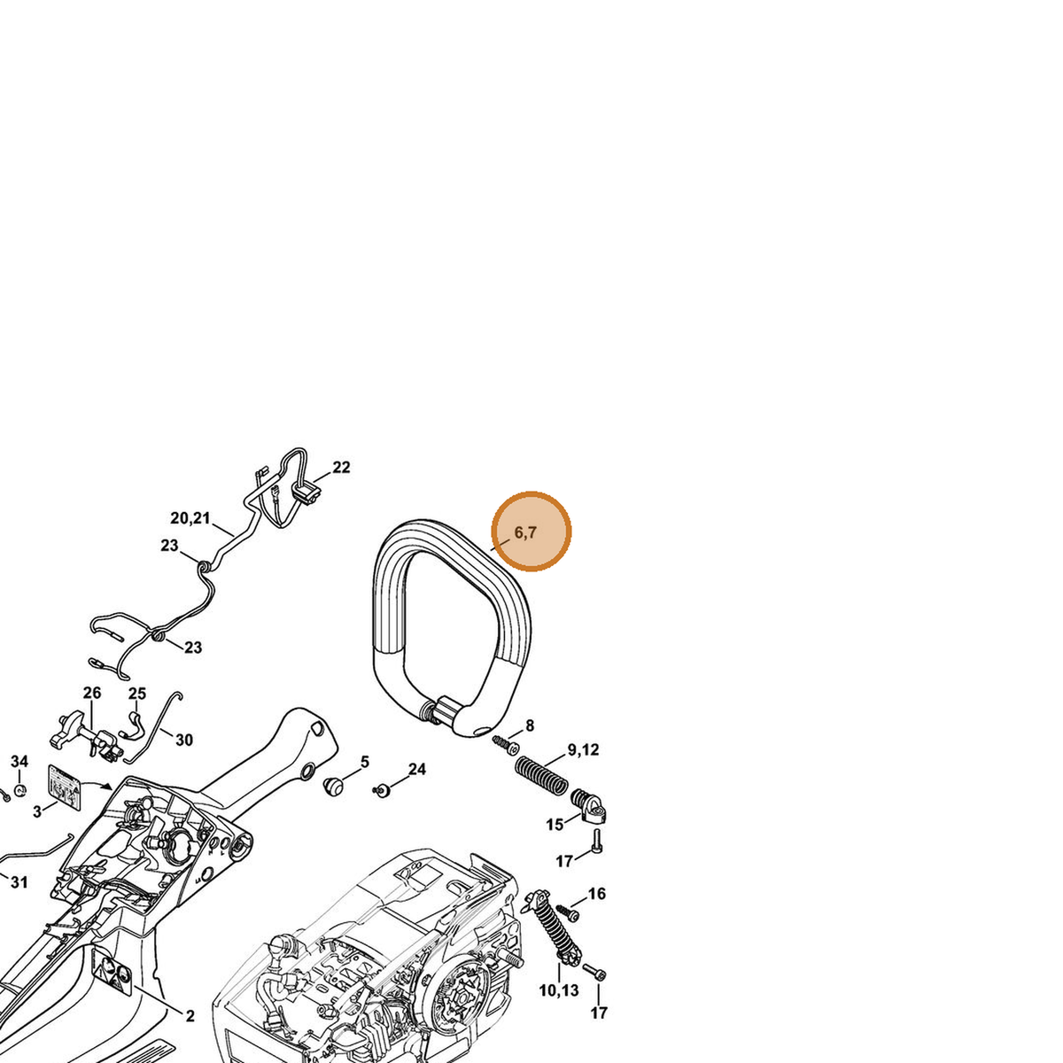 STIHL part 1145-791-1703 — IPL diagram snippet (6x zoom, amber highlight)