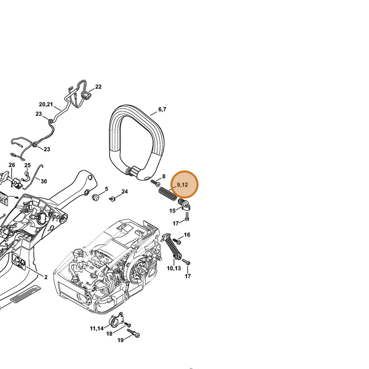 STIHL part 1145-791-3101 — IPL diagram snippet (6x zoom, amber highlight)