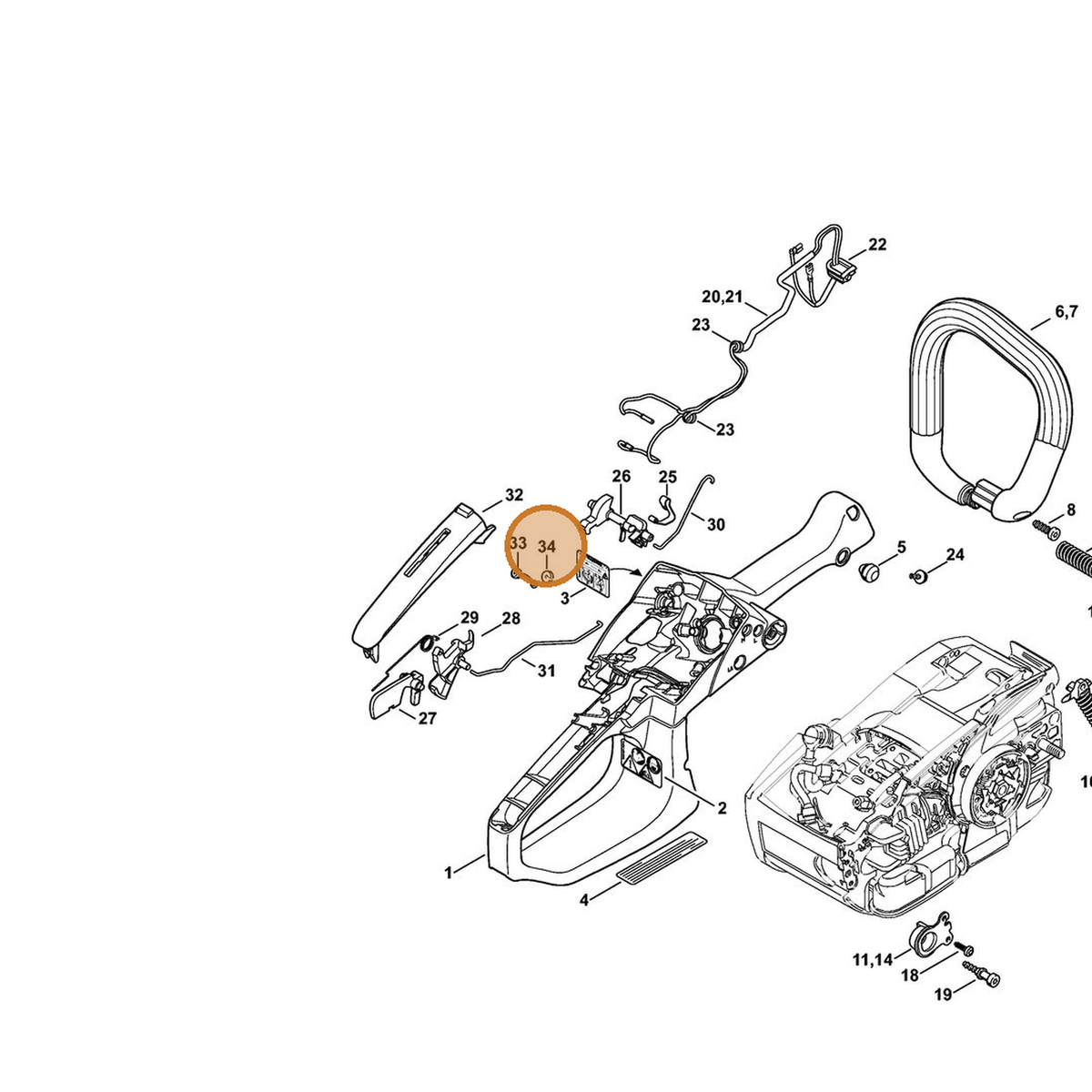 STIHL part 1145-791-5901 — IPL diagram snippet (6x zoom, amber highlight)