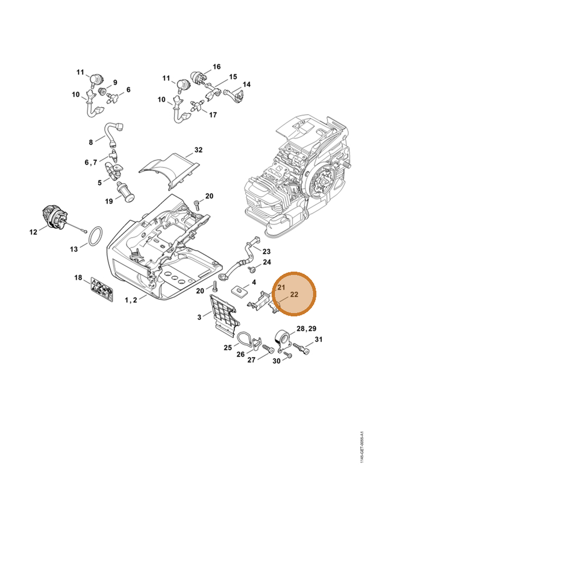 STIHL part 1145-793-3002 — IPL diagram snippet (6x zoom, amber highlight)