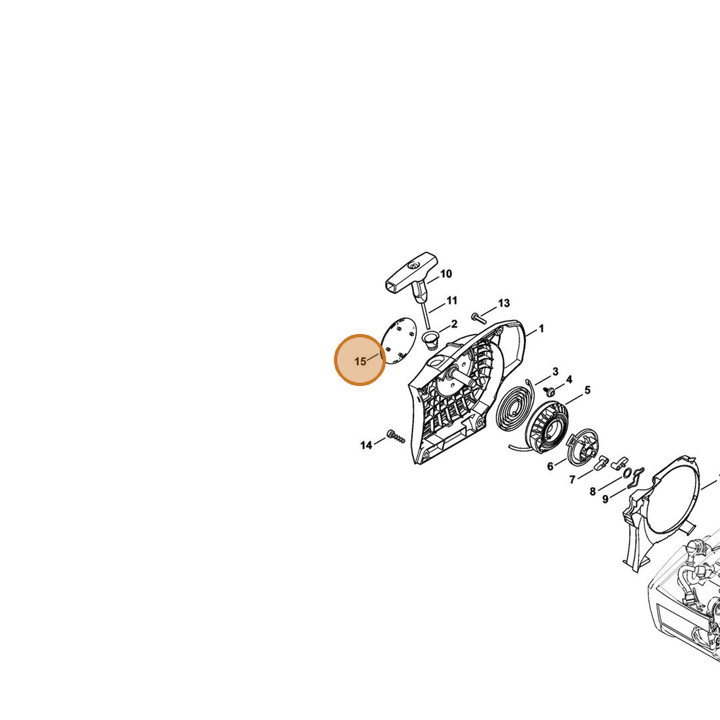 STIHL part 1145-967-1502 — IPL diagram snippet (6x zoom, amber highlight)