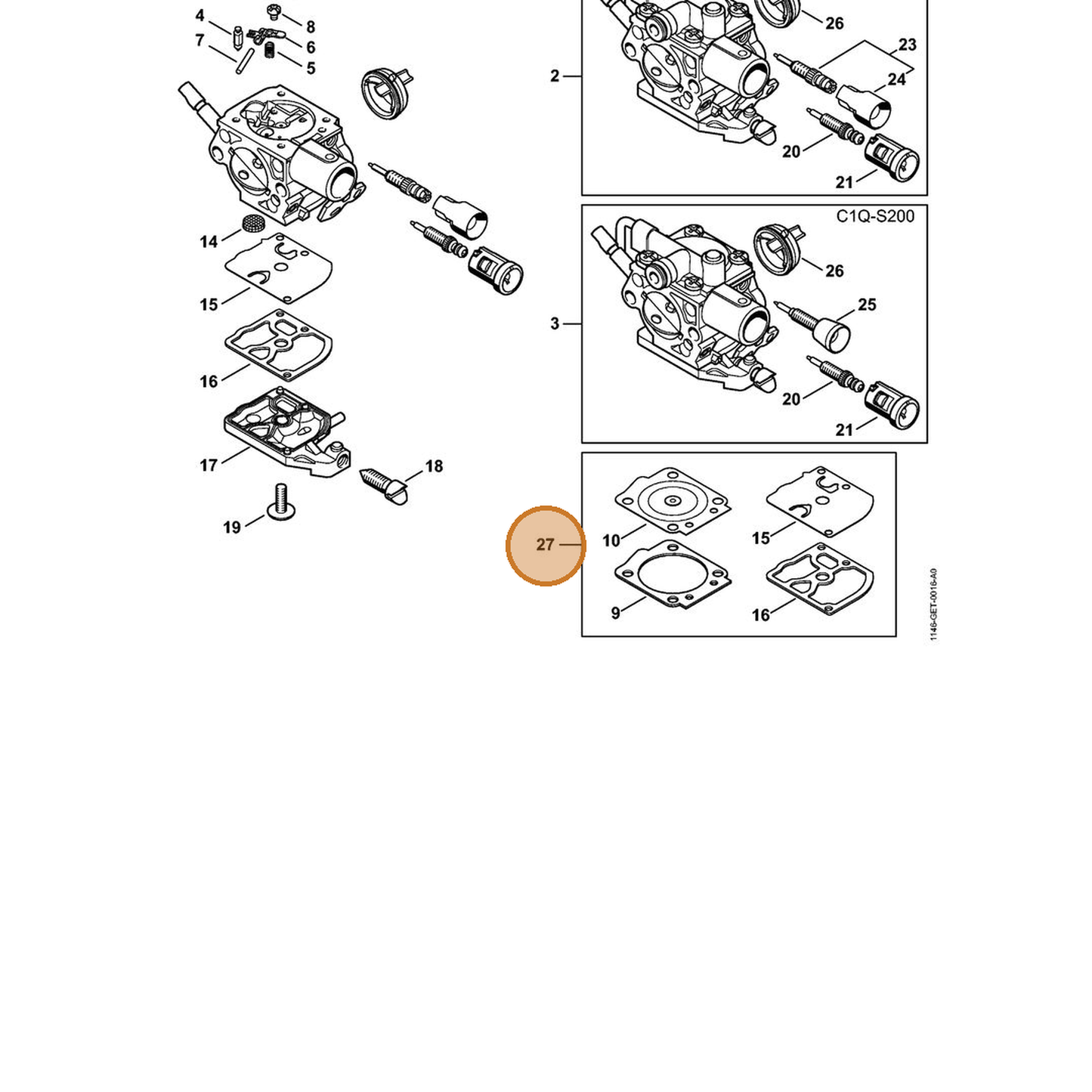 STIHL part 1146-007-1000 — IPL diagram snippet (6x zoom, amber highlight)