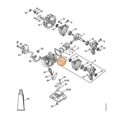 STIHL part 1146-020-1200 — IPL diagram snippet (6x zoom, amber highlight)