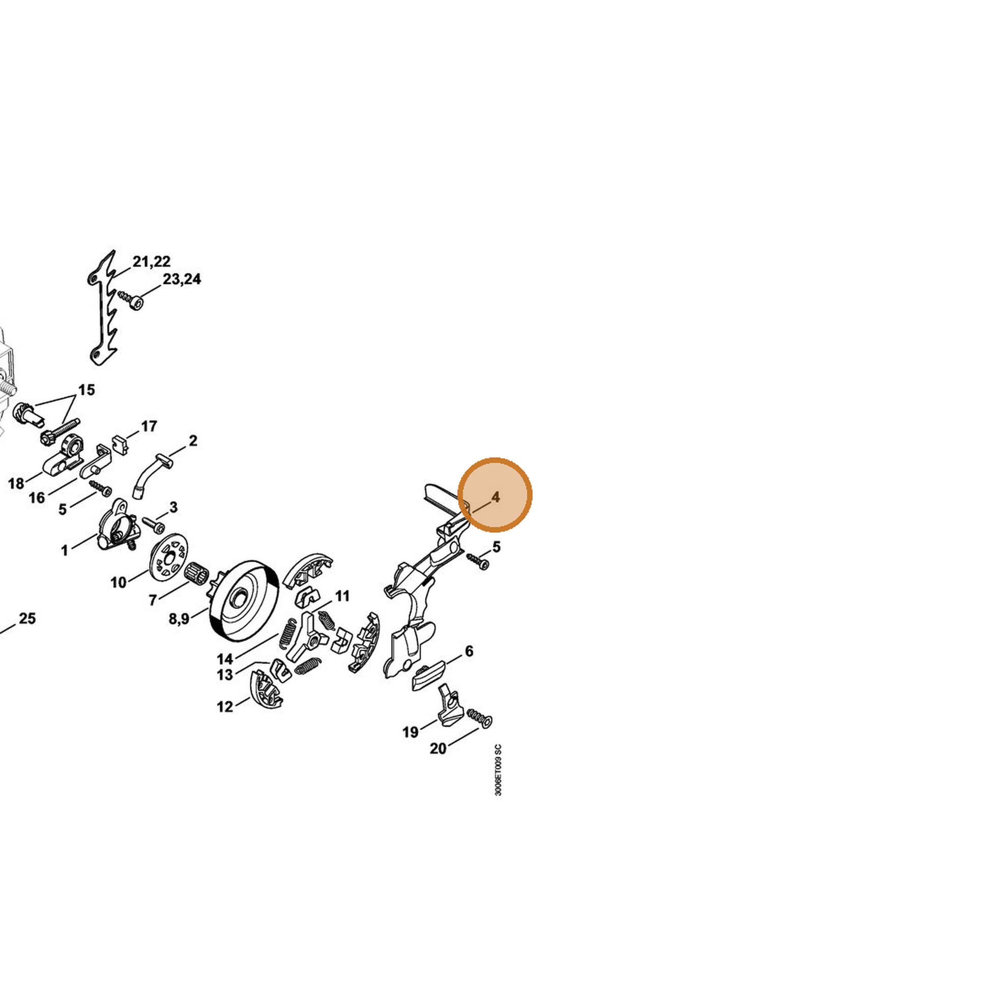 STIHL part 1146-021-1100 — IPL diagram snippet (6x zoom, amber highlight)