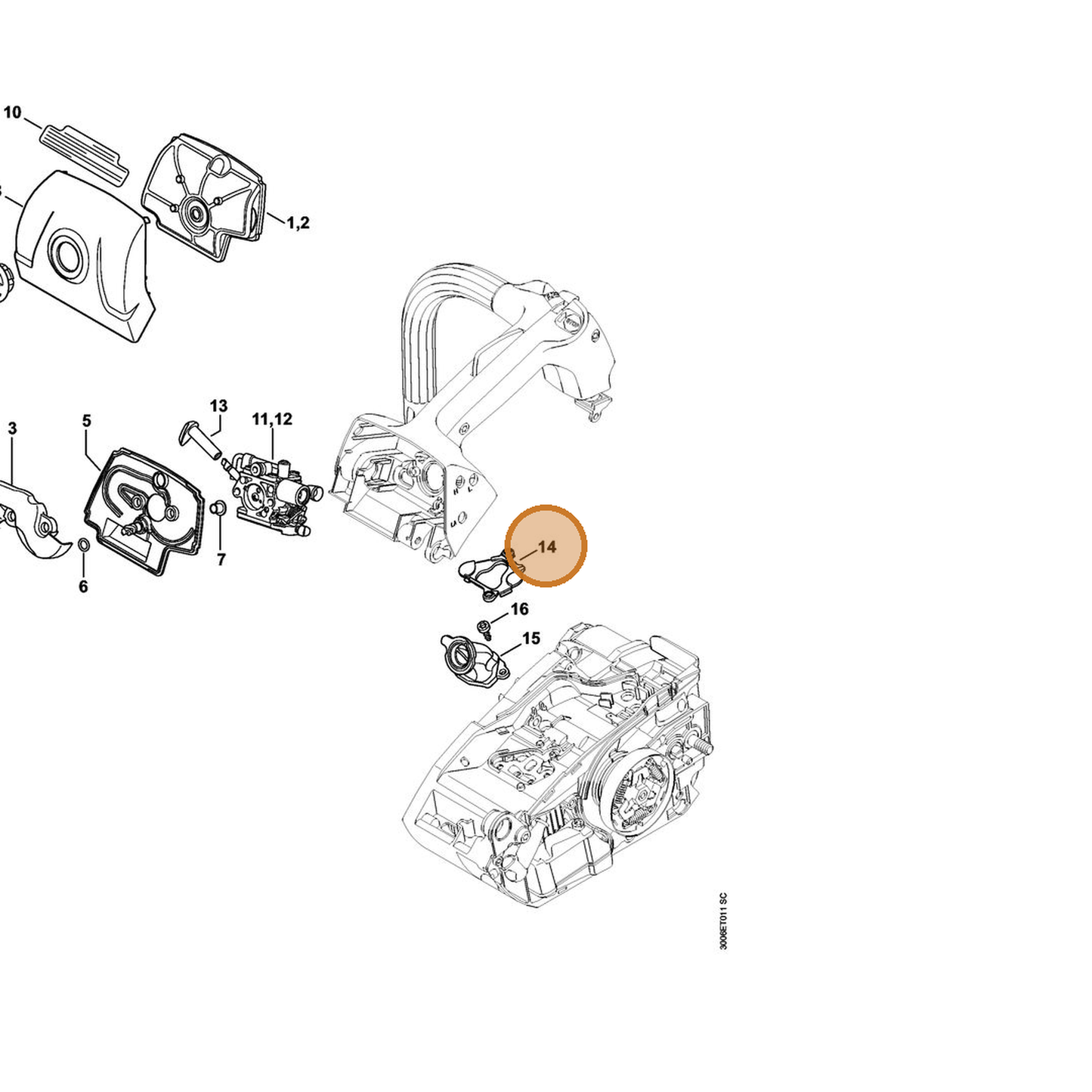 STIHL part 1146-021-1700 — IPL diagram snippet (6x zoom, amber highlight)