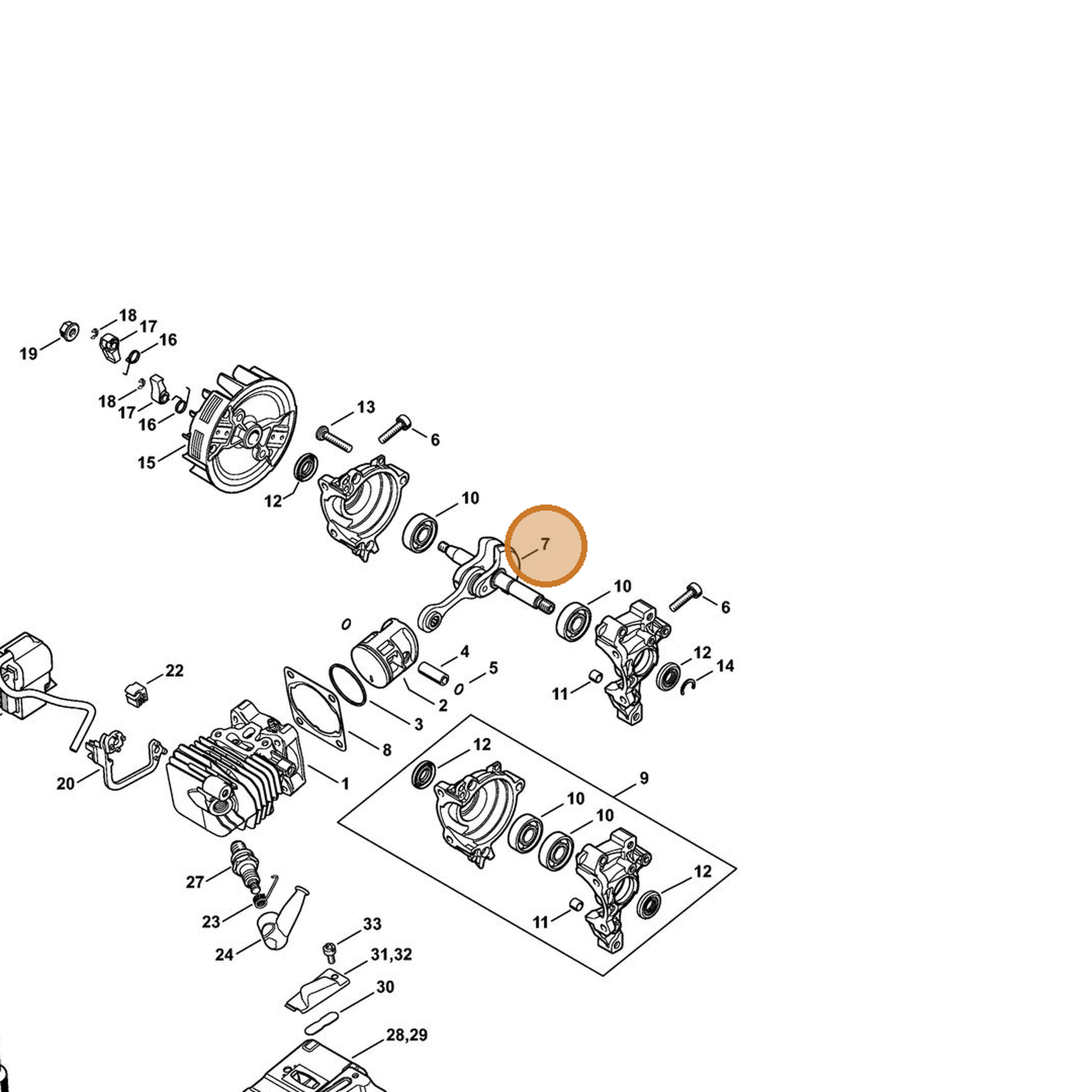 STIHL part 1146-030-0400 — IPL diagram snippet (6x zoom, amber highlight)