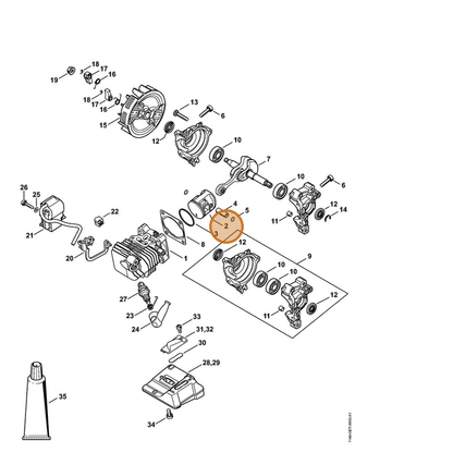 STIHL part 1146-030-2002 — IPL diagram snippet (6x zoom, amber highlight)