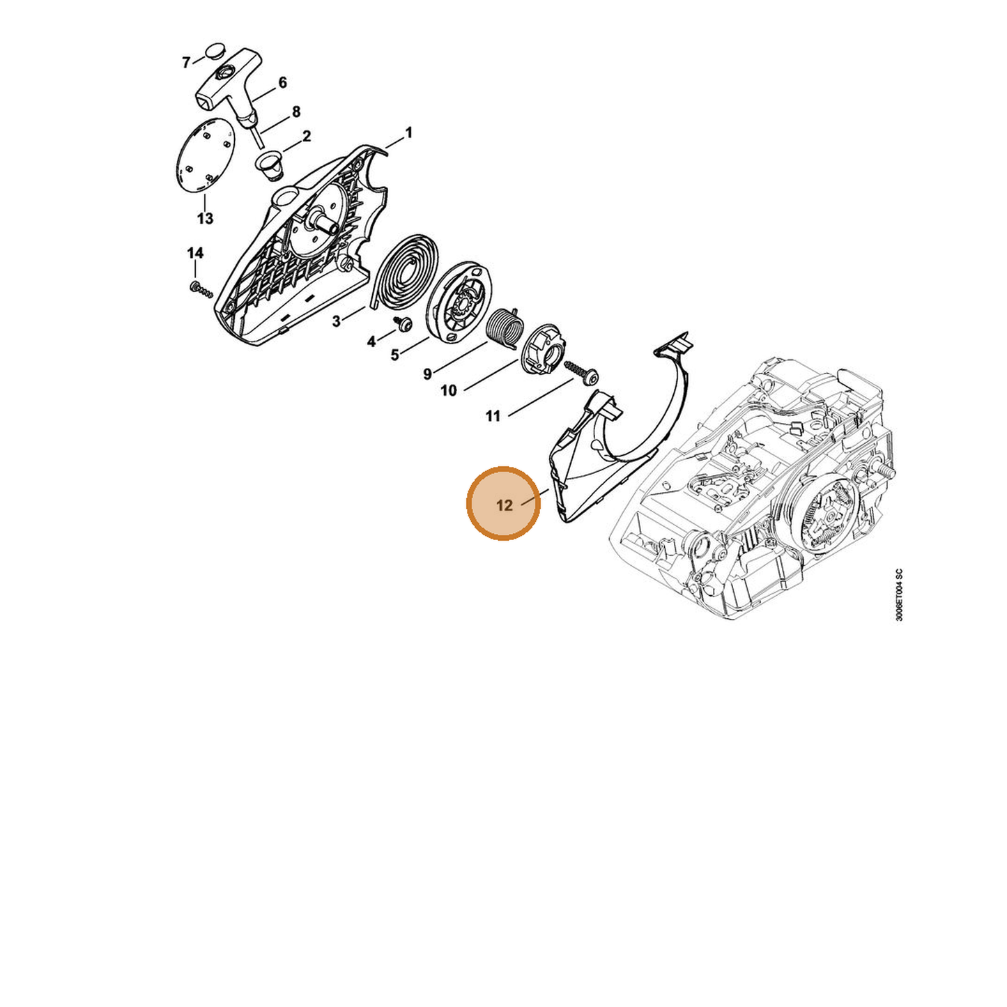 STIHL part 1146-084-7800 — IPL diagram snippet (6x zoom, amber highlight)