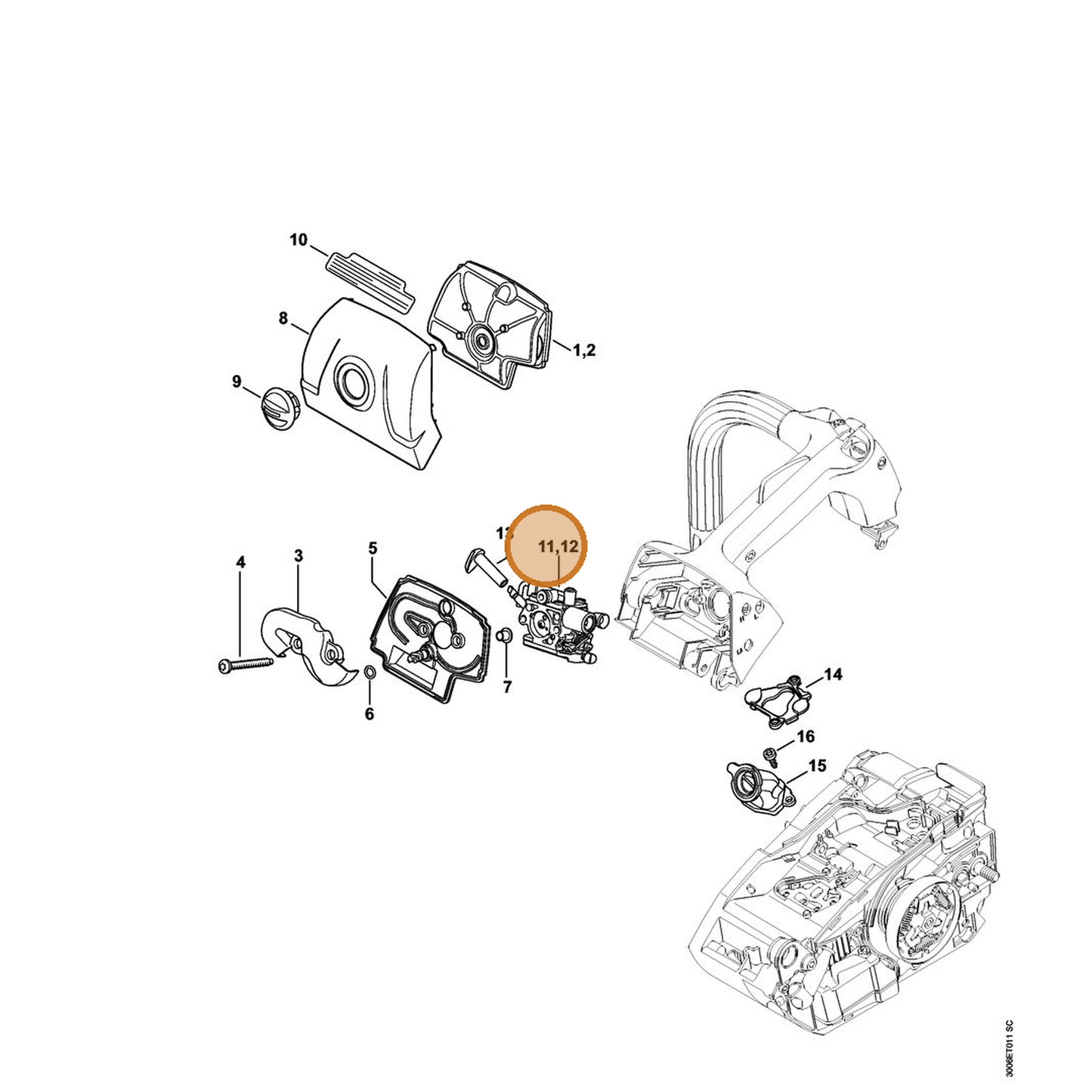 STIHL part 1146-120-0604 — IPL diagram snippet (6x zoom, amber highlight)