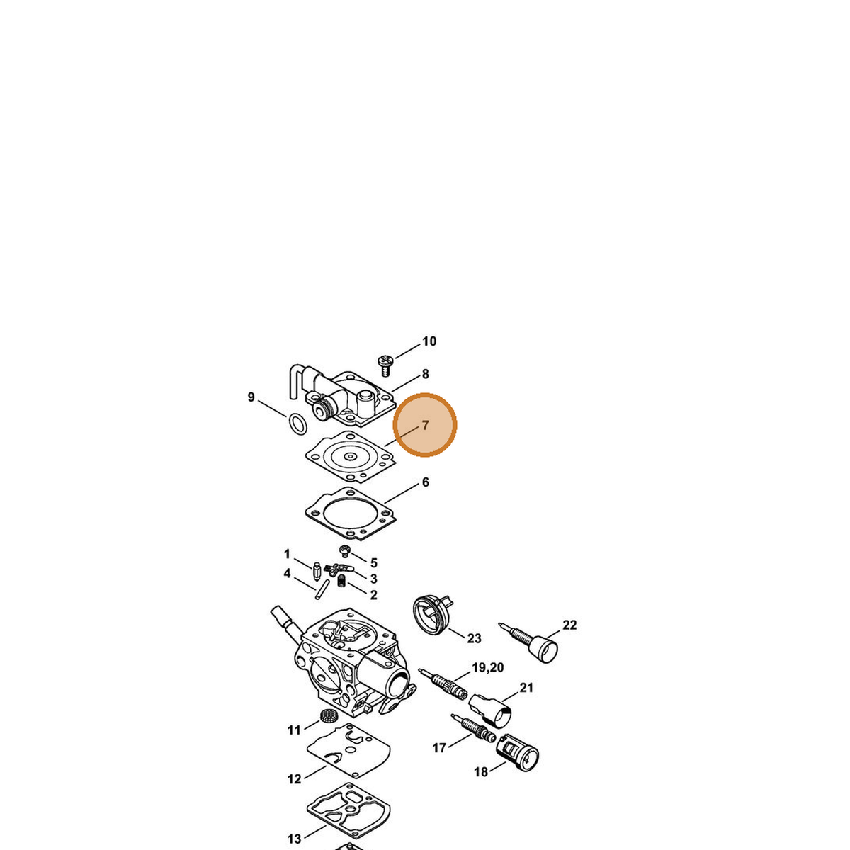 STIHL part 1146-121-4700 — IPL diagram snippet (6x zoom, amber highlight)