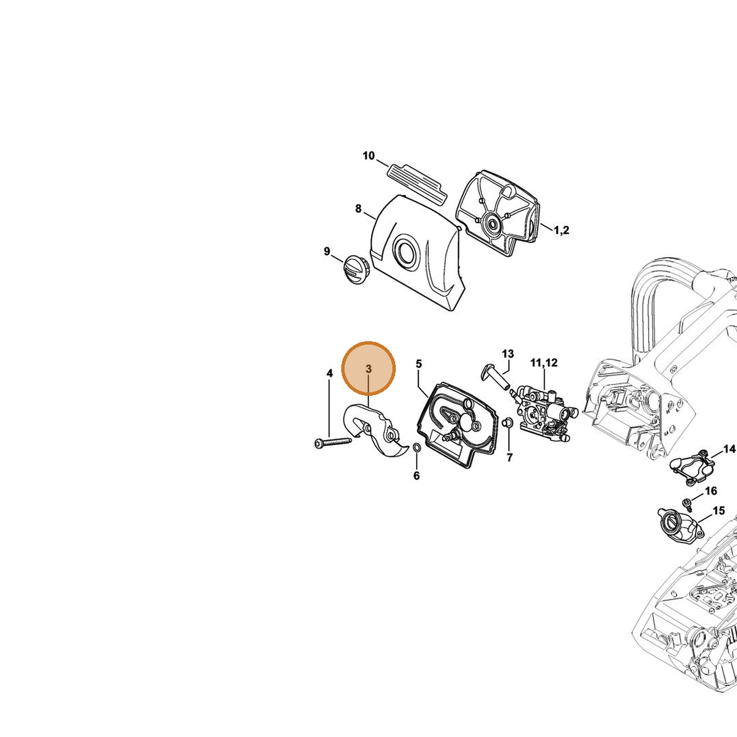 STIHL part 1146-121-6900 — IPL diagram snippet (6x zoom, amber highlight)