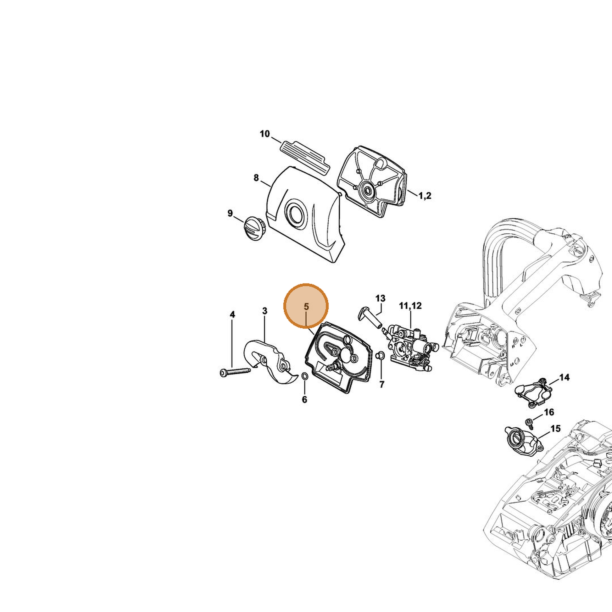 STIHL part 1146-140-1200 — IPL diagram snippet (6x zoom, amber highlight)