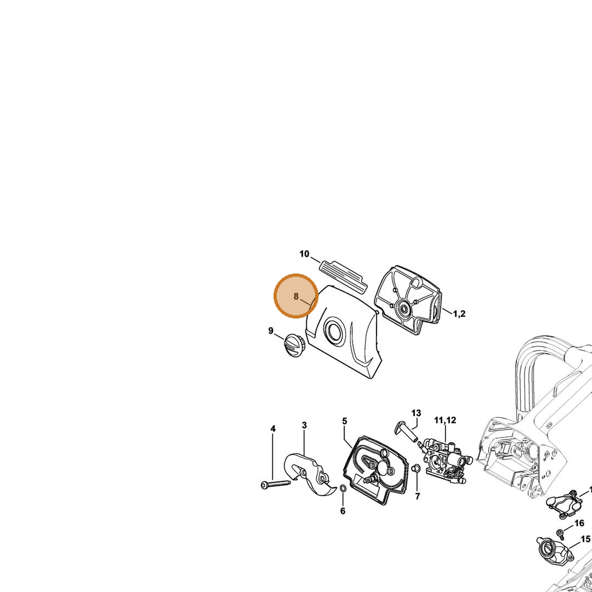 STIHL part 1146-140-1900 — IPL diagram snippet (6x zoom, amber highlight)