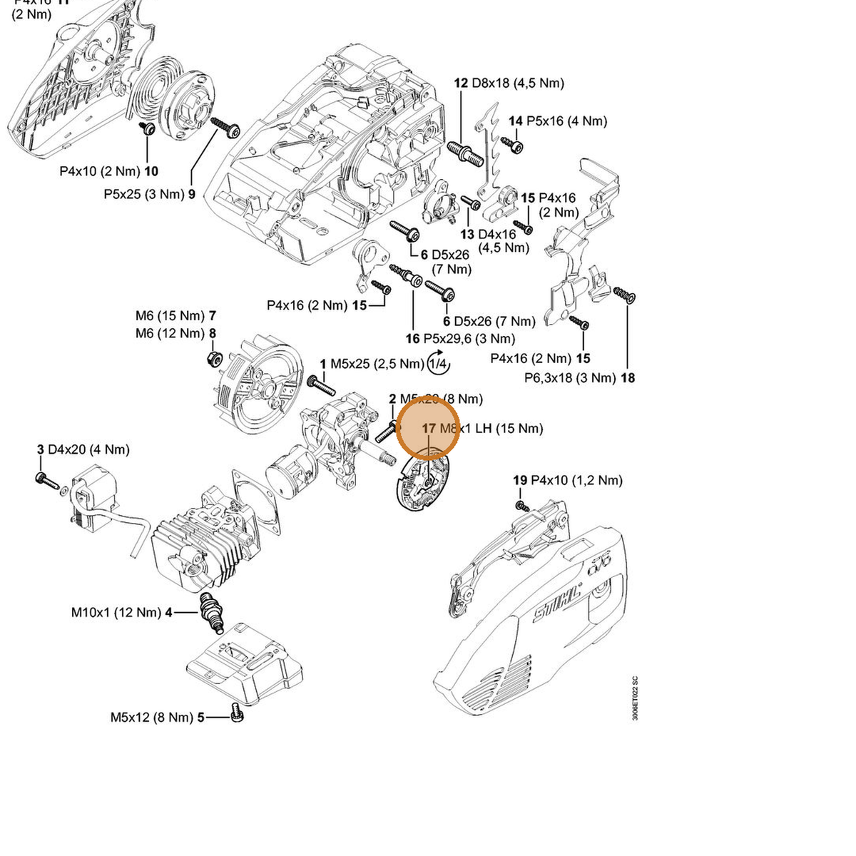 STIHL part 1146-160-2000 — IPL diagram snippet (6x zoom, amber highlight)