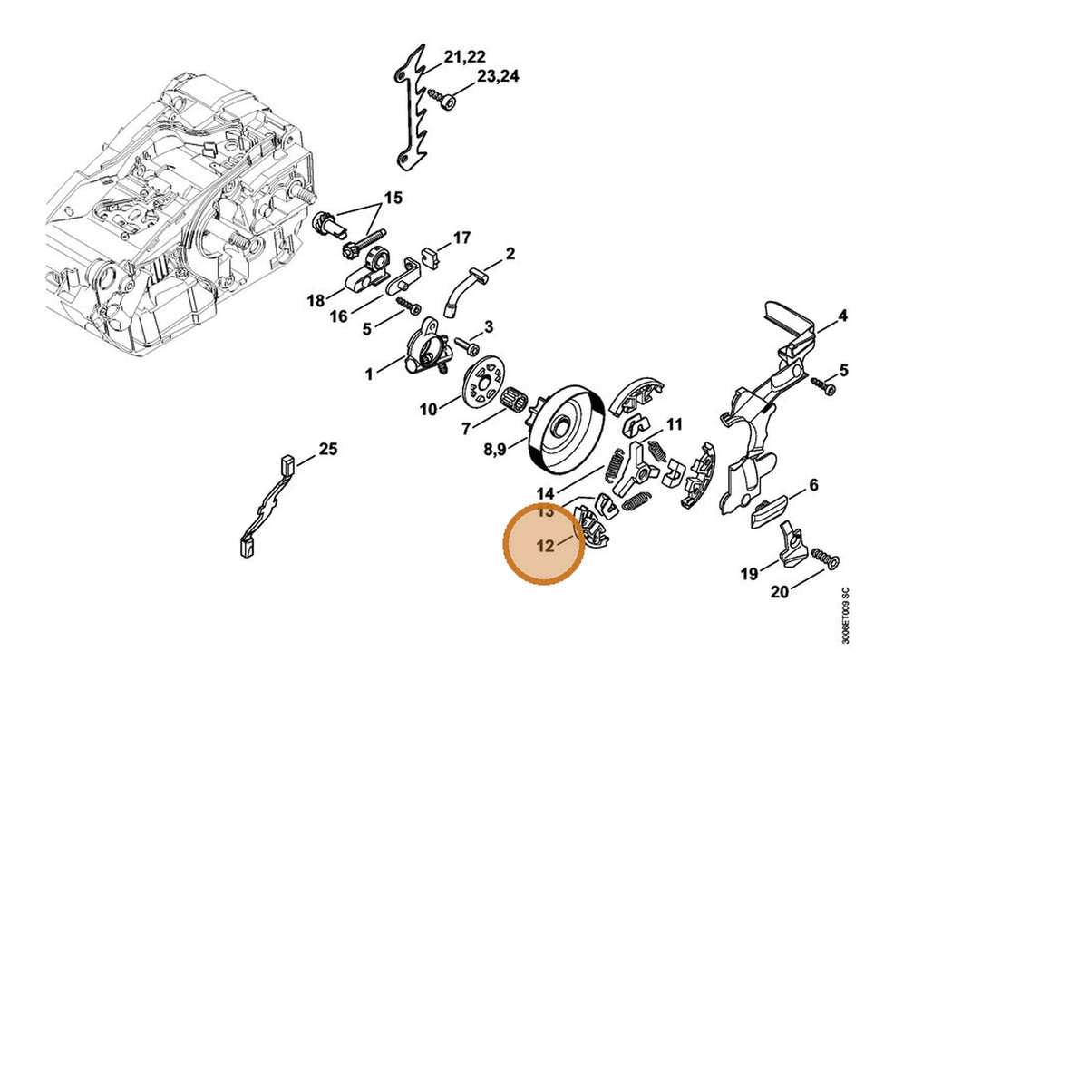 STIHL part 1146-162-0800 — IPL diagram snippet (6x zoom, amber highlight)
