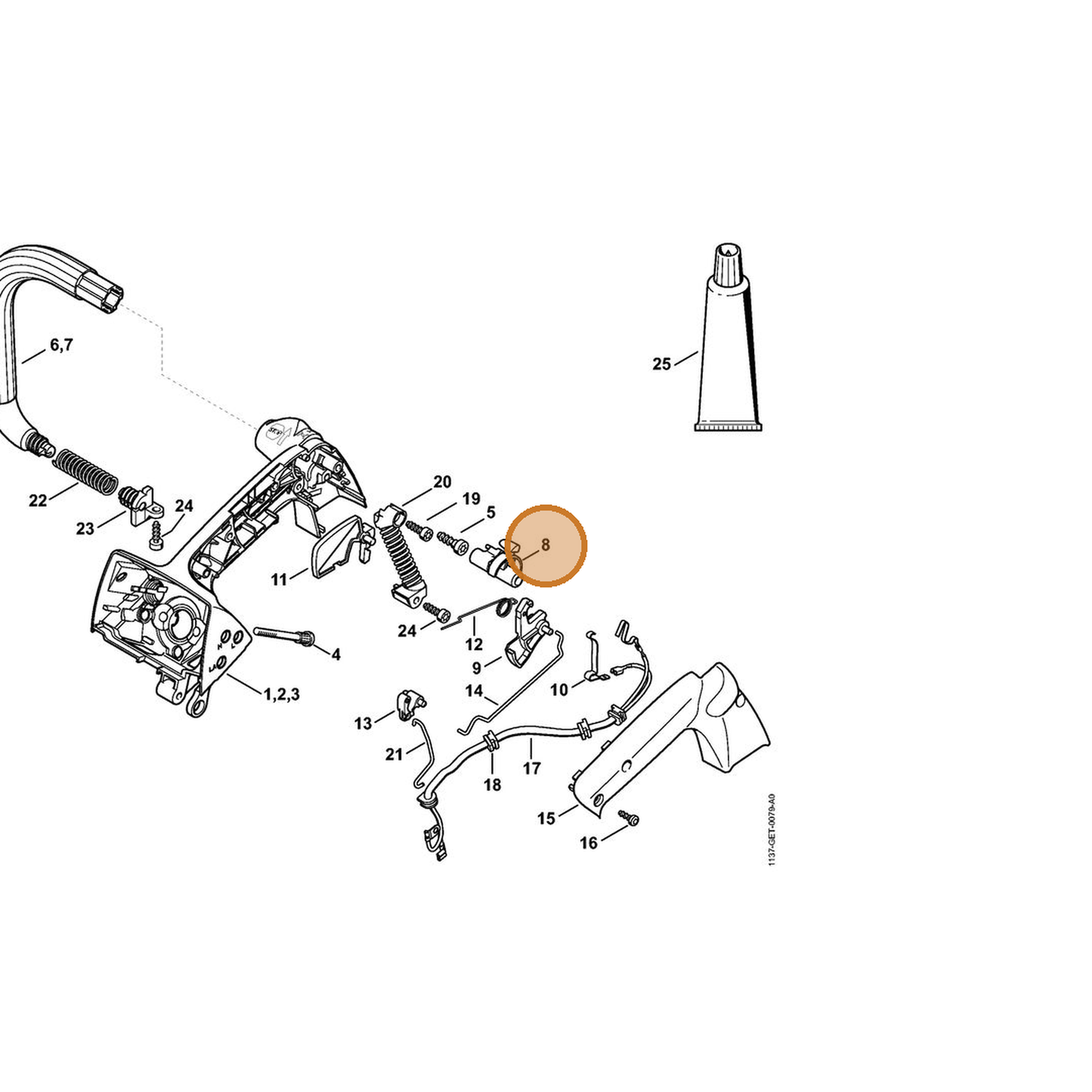 STIHL part 1146-180-0900 — IPL diagram snippet (6x zoom, amber highlight)