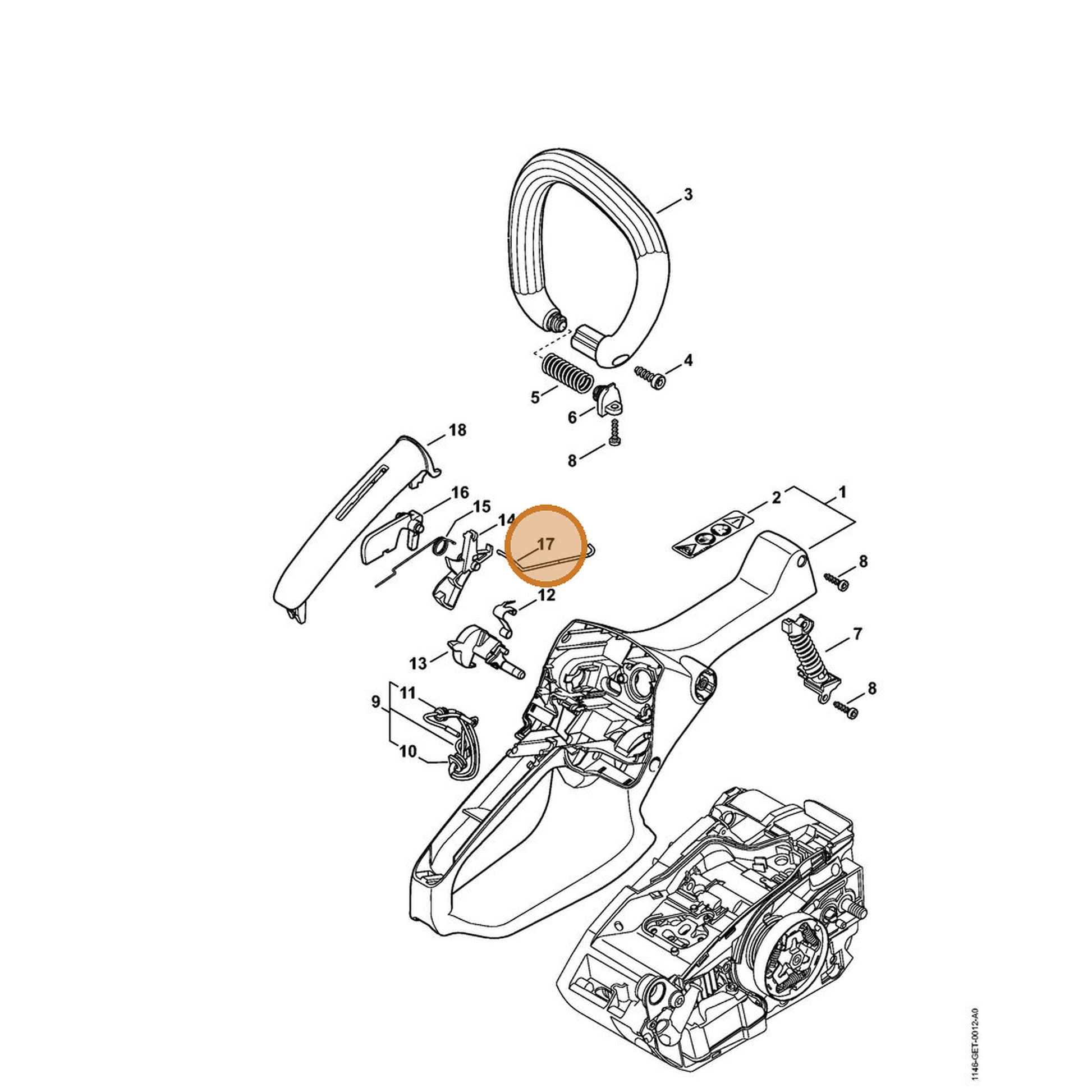 STIHL part 1146-182-1501 — IPL diagram snippet (6x zoom, amber highlight)
