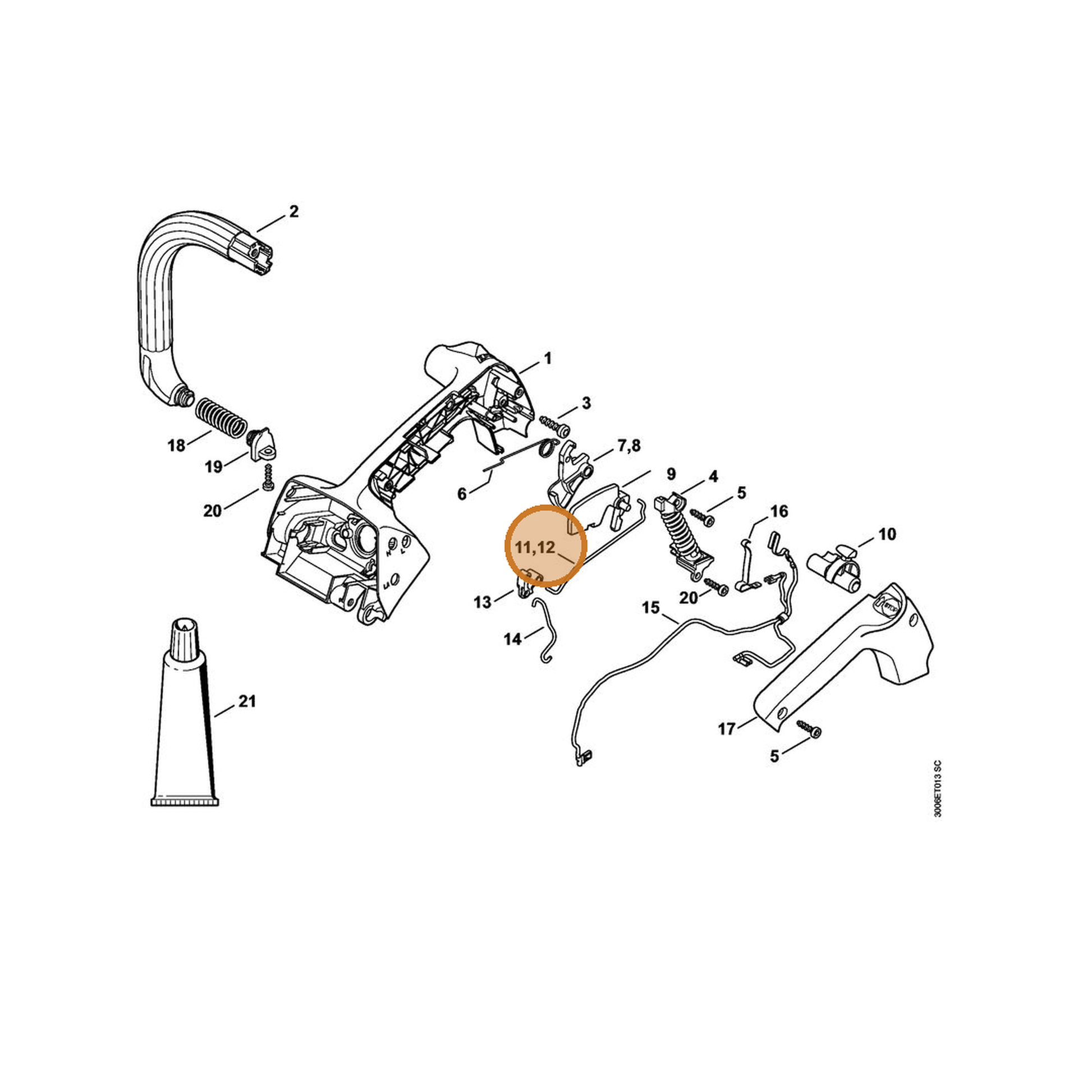 STIHL part 1146-182-1502 — IPL diagram snippet (6x zoom, amber highlight)