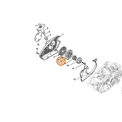 STIHL part 1146-195-0400 — IPL diagram snippet (6x zoom, amber highlight)