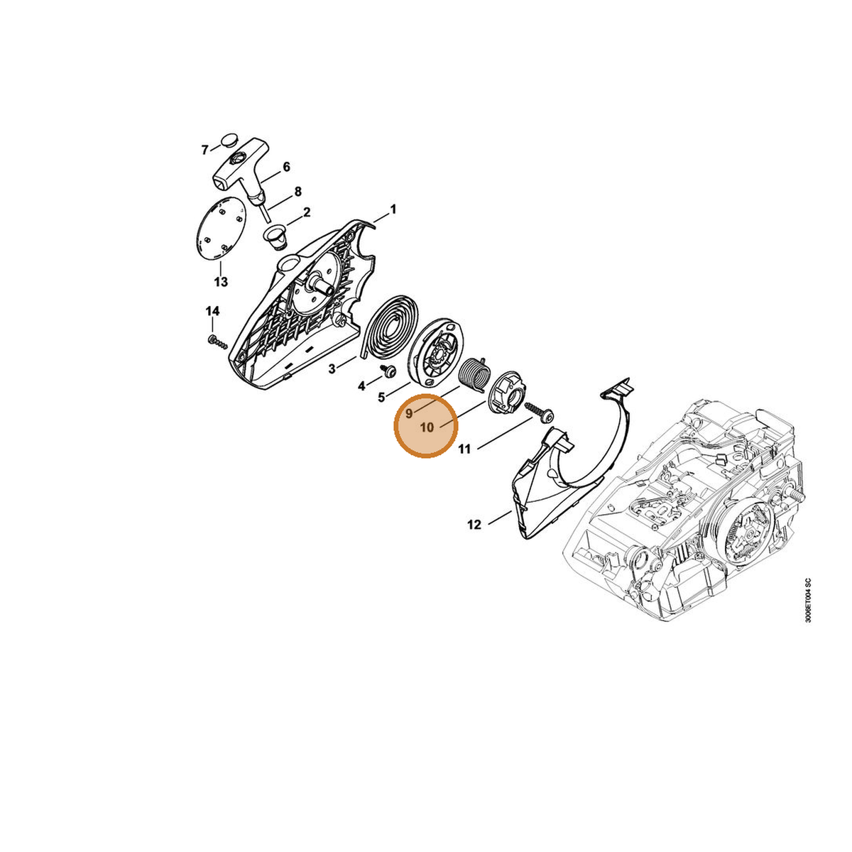 STIHL part 1146-195-2000 — IPL diagram snippet (6x zoom, amber highlight)