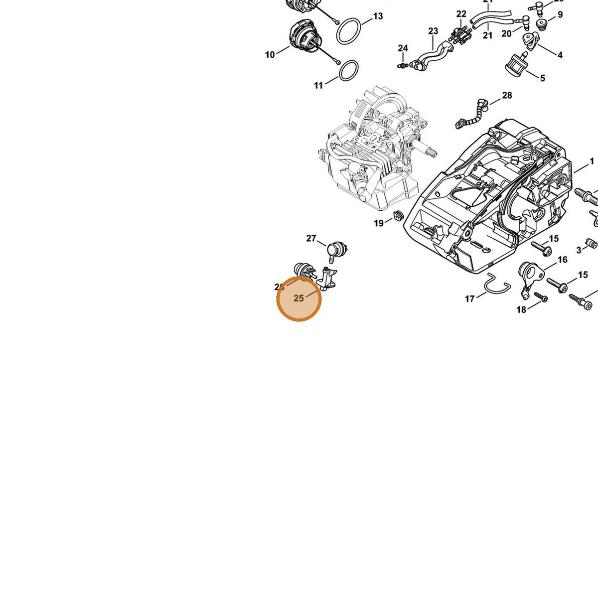 STIHL part 1146-353-2700 — IPL diagram snippet (6x zoom, amber highlight)