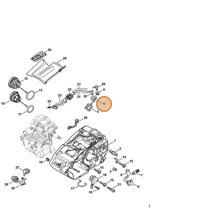 STIHL part 1146-358-7700 — IPL diagram snippet (6x zoom, amber highlight)