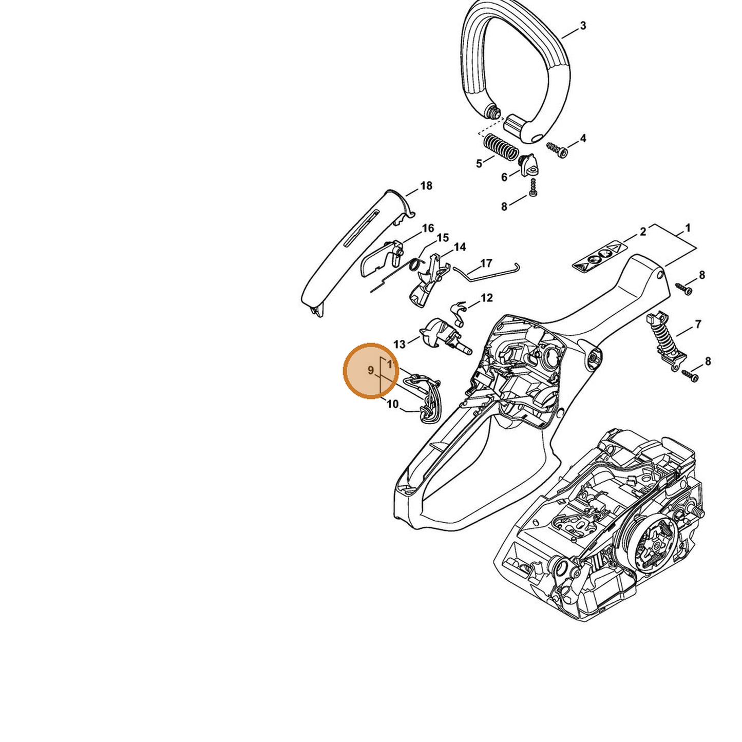 STIHL part 1146-440-3001 — IPL diagram snippet (6x zoom, amber highlight)