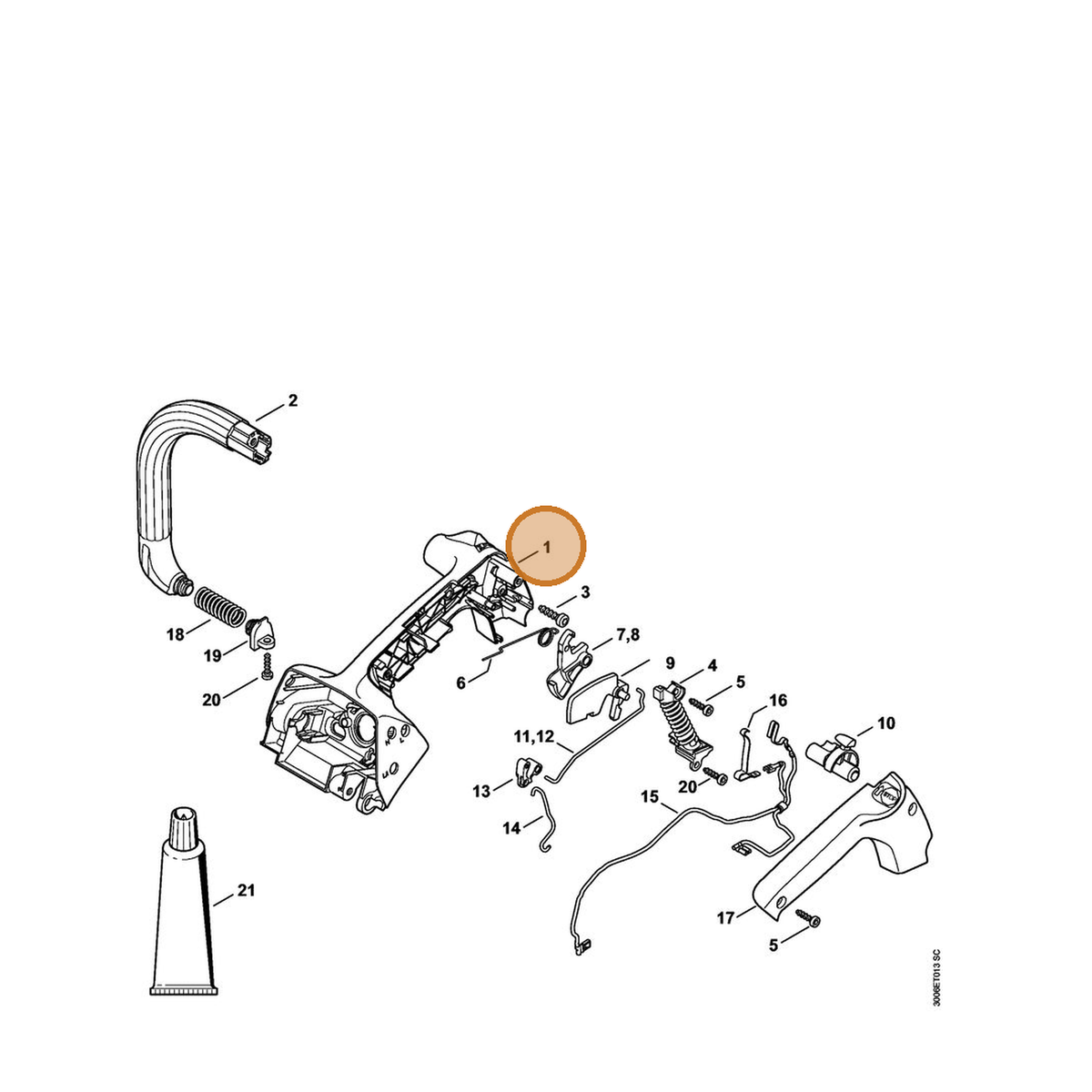 STIHL part 1146-790-1002 — IPL diagram snippet (6x zoom, amber highlight)