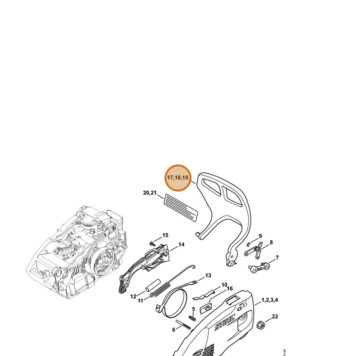 STIHL part 1146-790-9102 — IPL diagram snippet (6x zoom, amber highlight)
