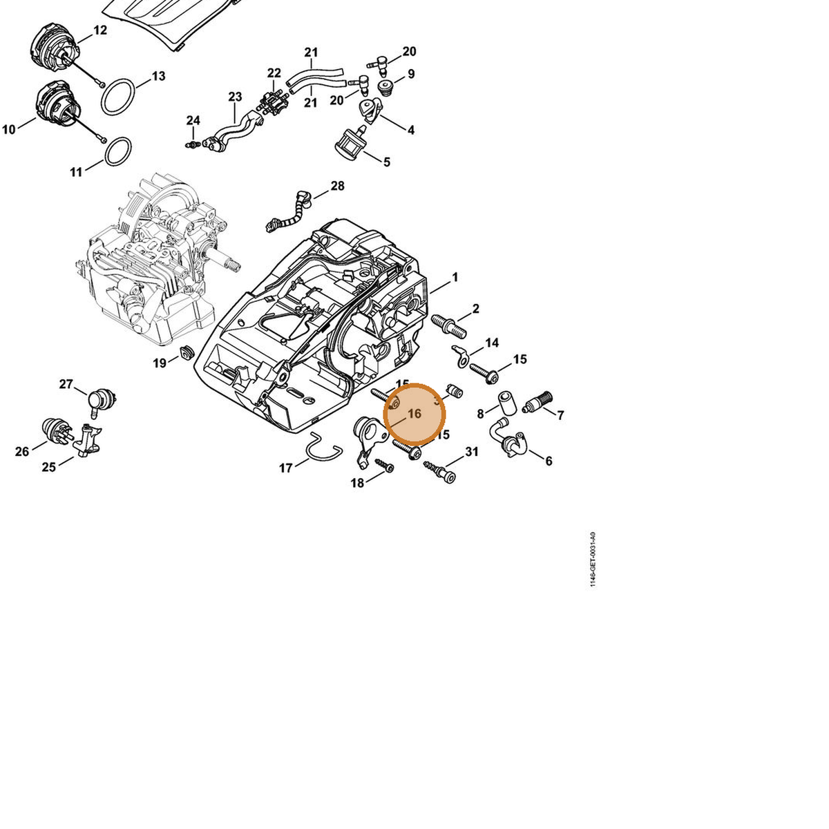 STIHL part 1146-790-9900 — IPL diagram snippet (6x zoom, amber highlight)