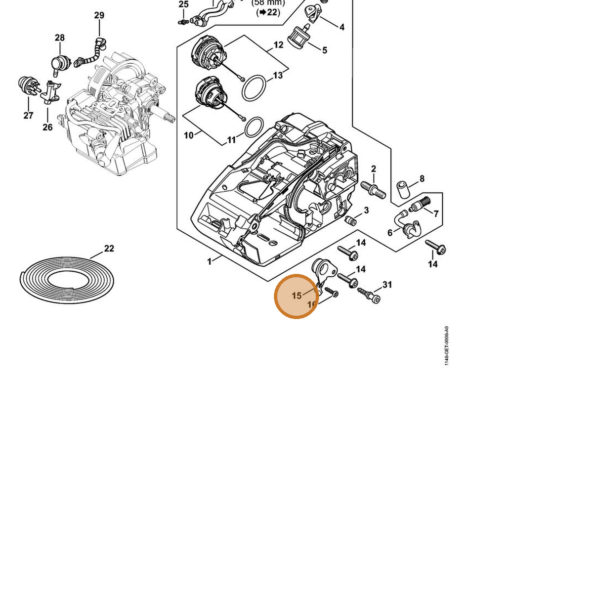 STIHL part 1146-790-9901 — IPL diagram snippet (6x zoom, amber highlight)