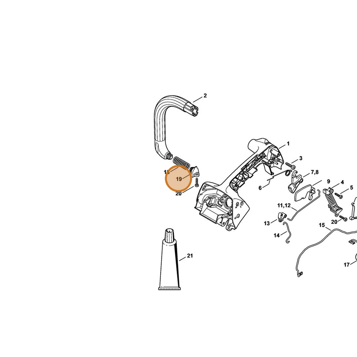 STIHL part 1146-792-2904 — IPL diagram snippet (6x zoom, amber highlight)
