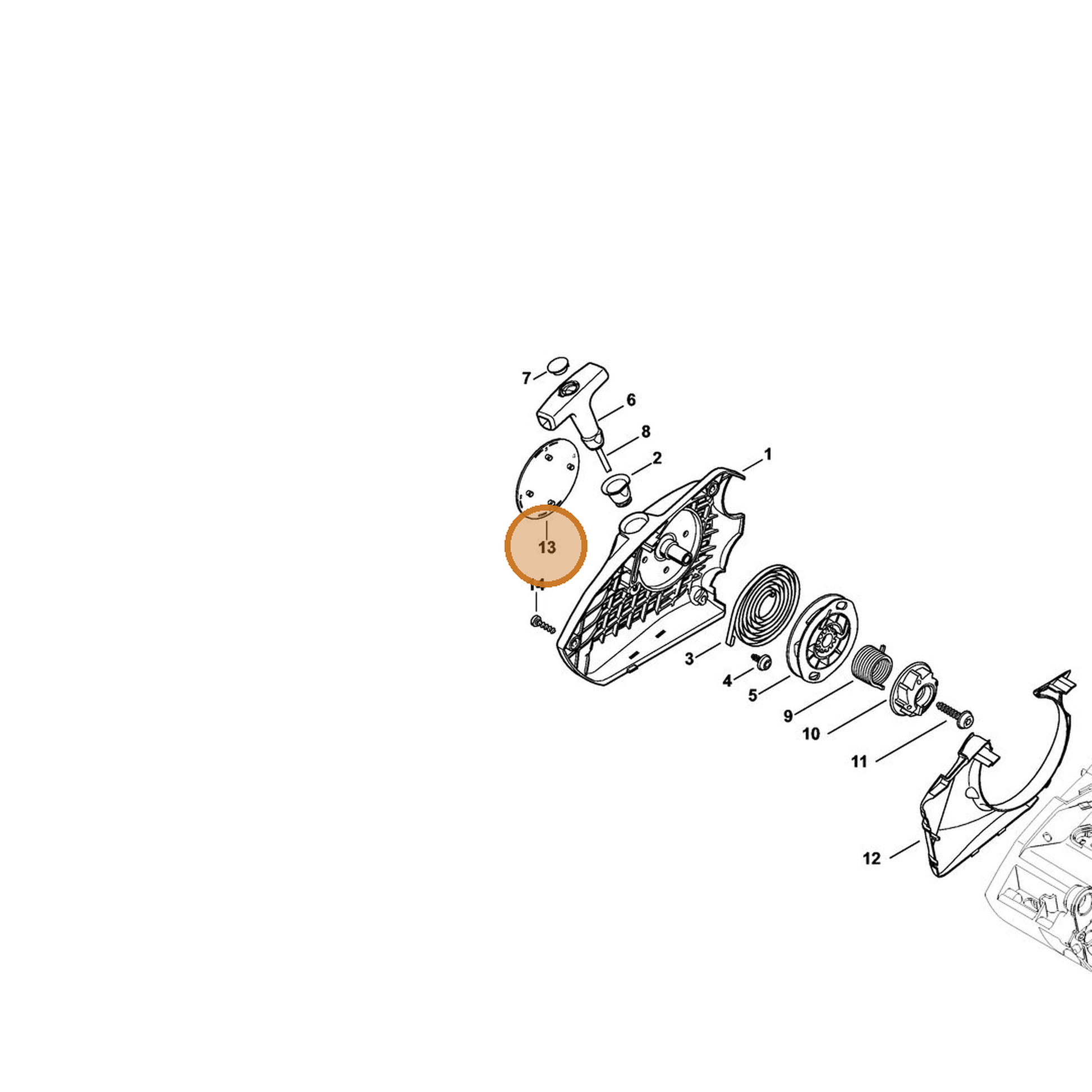 STIHL part 1146-967-1500 — IPL diagram snippet (6x zoom, amber highlight)