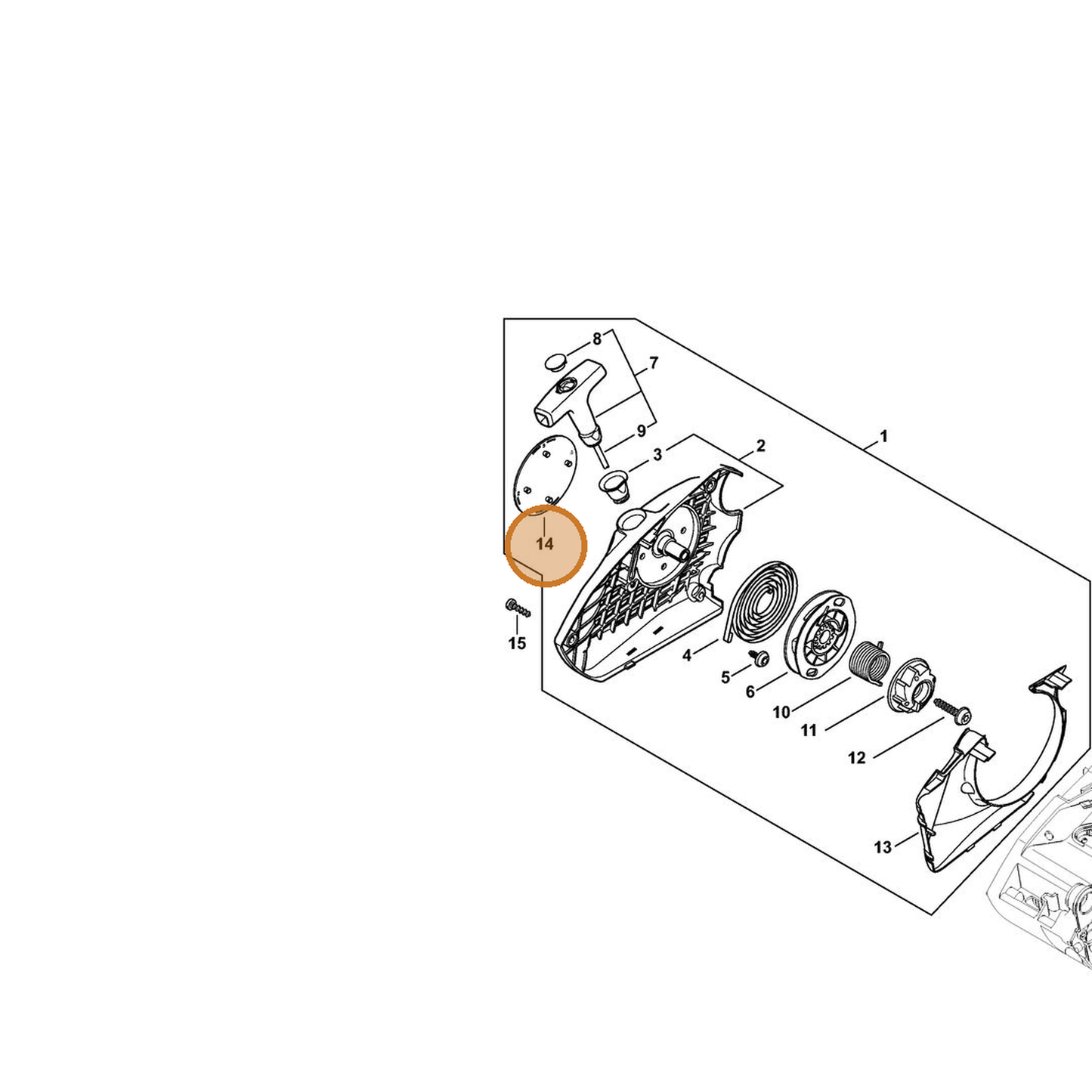 STIHL part 1146-967-1502 — IPL diagram snippet (6x zoom, amber highlight)